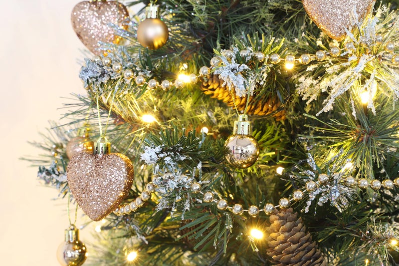 Christmas ConceptsÂ® Pack of 25-25mm Mini Christmas Tree Baubles - Shiny, Matte & Glitter Decorated Ornaments (Rose Gold) - Image 2